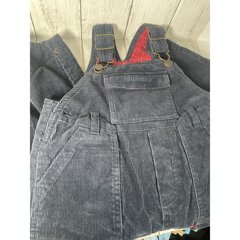 OshKosh Corduroy Overalls 24M Navy Blue Infant Pants Red Lining